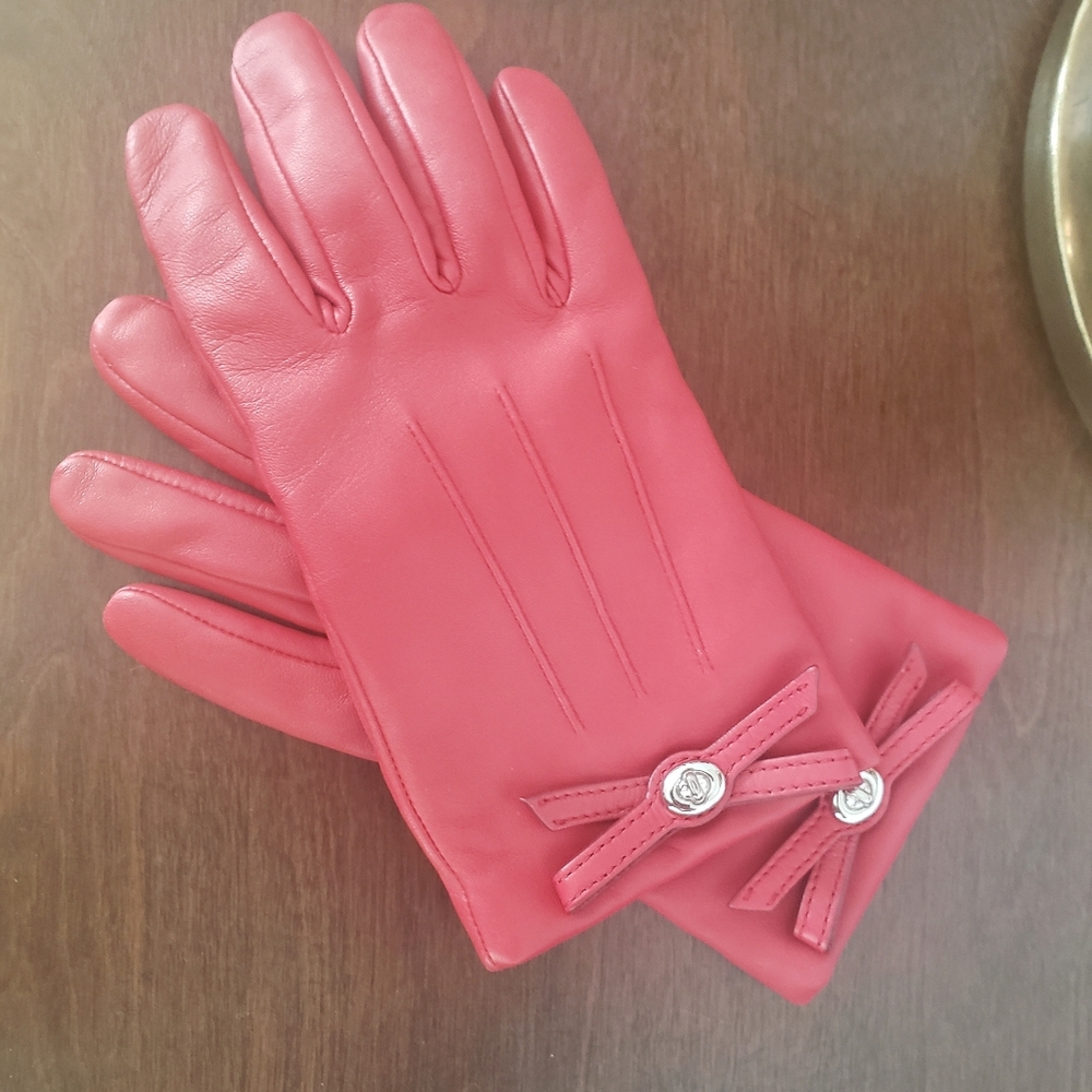 Coach Red Leather Gloves